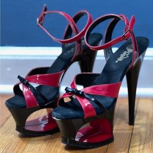 Red/black Pleaser 6inch sandals size 9